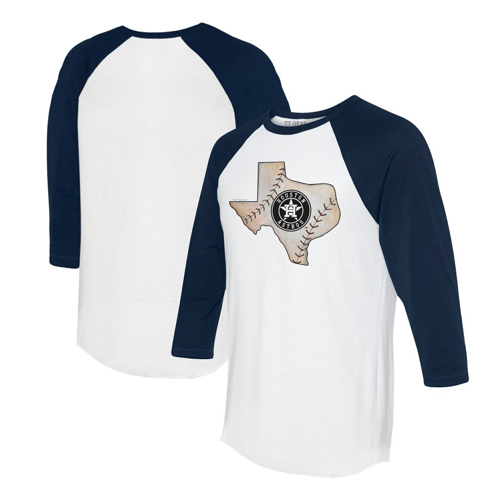 Houston Astros Tiny Turnip Unisex State Outline 3/4-Sleeve Raglan T-Shirt | MLB Sale
