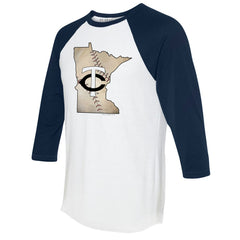 Minnesota Twins Tiny Turnip Unisex State Outline 3/4-Sleeve Raglan T-Shirt | MLB New