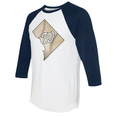 Washington Nationals Tiny Turnip Unisex State Outline 3/4-Sleeve Raglan T-Shirt | MLB New