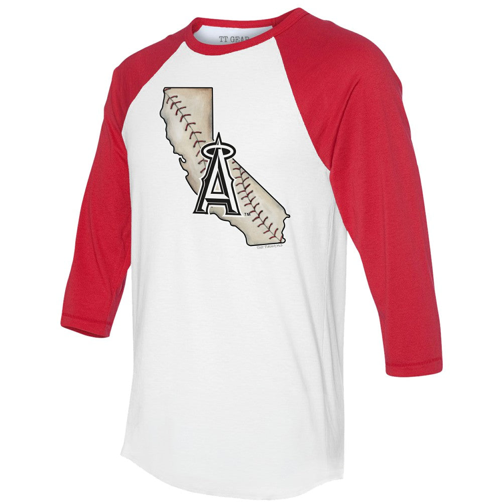 Los Angeles Angels Tiny Turnip Unisex State Outline 3/4-Sleeve Raglan T-Shirt | MLB For sale