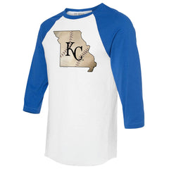 Kansas City Royals Tiny Turnip Unisex State Outline 3/4-Sleeve Raglan T-Shirt | MLB Shop