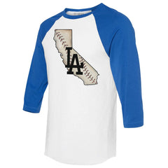 Los Angeles Dodgers Tiny Turnip Unisex State Outline 3/4-Sleeve Raglan T-Shirt | MLB For sale