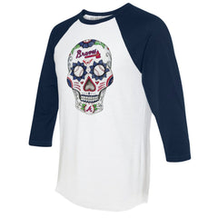 Atlanta Braves Tiny Turnip Unisex Sugar Skull 3/4-Sleeve Raglan T-Shirt | MLB Discount