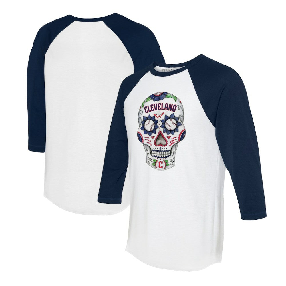Cleveland Guardians Tiny Turnip Unisex Sugar Skull 3/4-Sleeve Raglan T-Shirt | MLB Online
