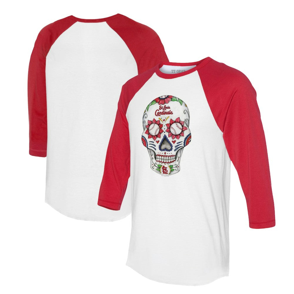 St. Louis Cardinals Tiny Turnip Unisex Sugar Skull 3/4-Sleeve Raglan T-Shirt | MLB US