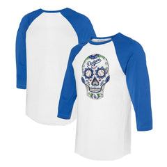 Los Angeles Dodgers Tiny Turnip Unisex Sugar Skull 3/4-Sleeve Raglan T-Shirt | MLB Outlet