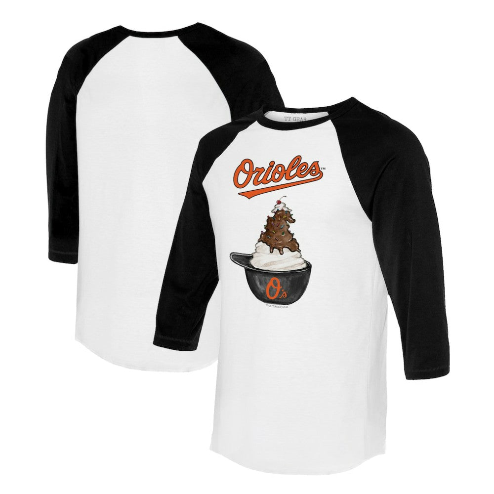 Baltimore Orioles Tiny Turnip Unisex Sundae Helmet 3/4-Sleeve Raglan T-Shirt | MLB US