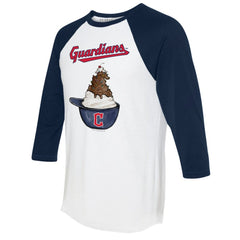 Cleveland Guardians Tiny Turnip Unisex Sundae Helmet 3/4-Sleeve Raglan T-Shirt | MLB New