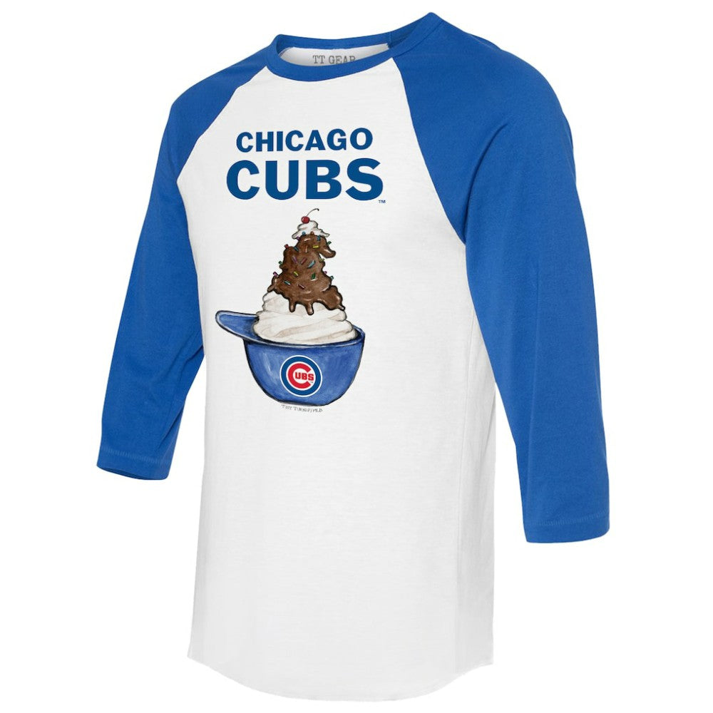 Chicago Cubs Tiny Turnip Unisex Sundae Helmet 3/4-Sleeve Raglan T-Shirt | MLB Shop