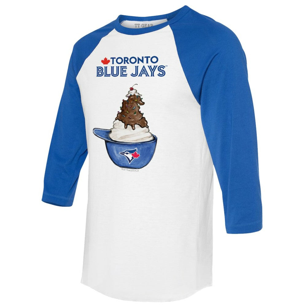 Toronto Blue Jays Tiny Turnip Unisex Sundae Helmet 3/4-Sleeve Raglan T-Shirt | MLB Sale
