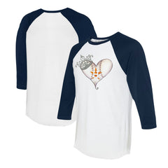 Houston Astros Tiny Turnip Unisex Tiara Heart 3/4-Sleeve Raglan T-Shirt | MLB For sale