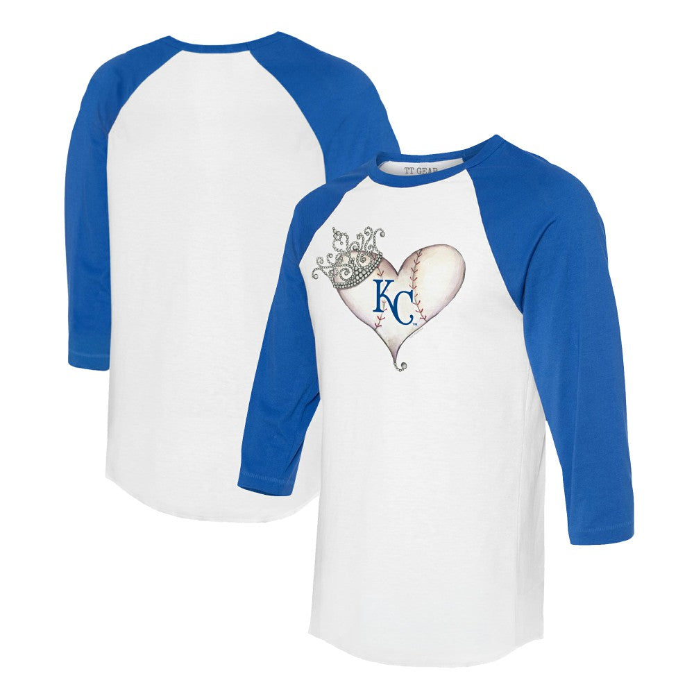 Kansas City Royals Tiny Turnip Unisex Tiara Heart 3/4-Sleeve Raglan T-Shirt | MLB Online