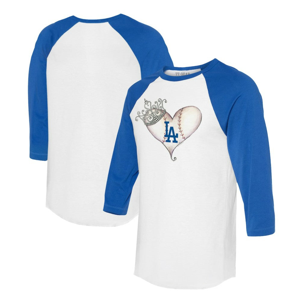Los Angeles Dodgers Tiny Turnip Unisex Tiara Heart 3/4-Sleeve Raglan T-Shirt | MLB Discount