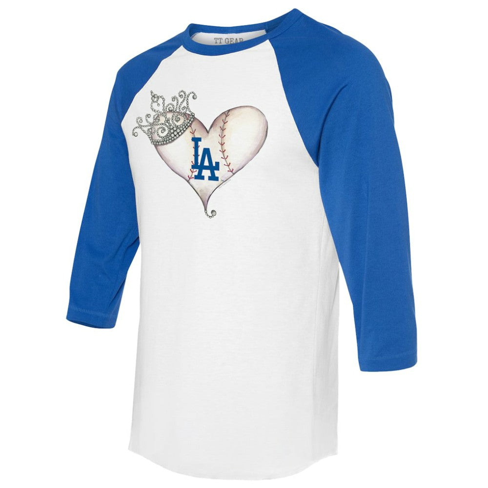 Los Angeles Dodgers Tiny Turnip Unisex Tiara Heart 3/4-Sleeve Raglan T-Shirt | MLB Discount