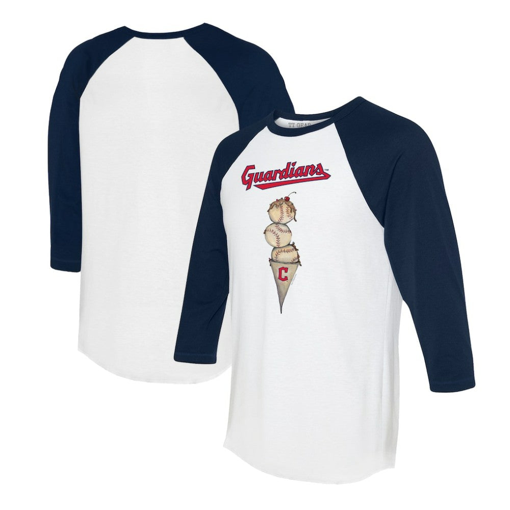 Cleveland Guardians Tiny Turnip Unisex Triple Scoop 3/4-Sleeve Raglan T-Shirt | MLB New