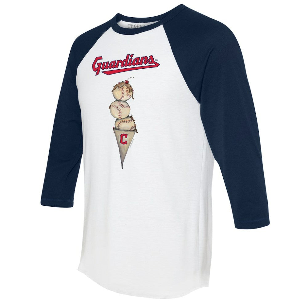 Cleveland Guardians Tiny Turnip Unisex Triple Scoop 3/4-Sleeve Raglan T-Shirt | MLB New