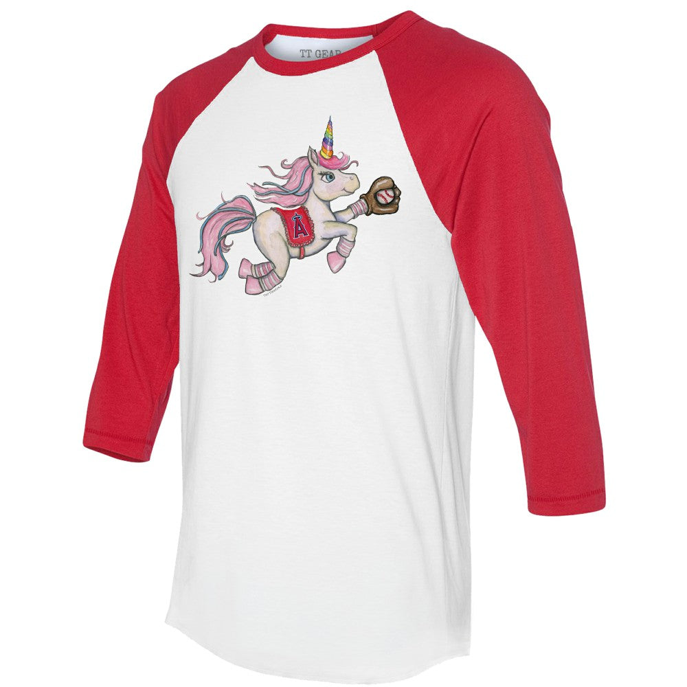 Los Angeles Angels Tiny Turnip Unisex Unicorn 3/4-Sleeve Raglan T-Shirt | MLB On Sale