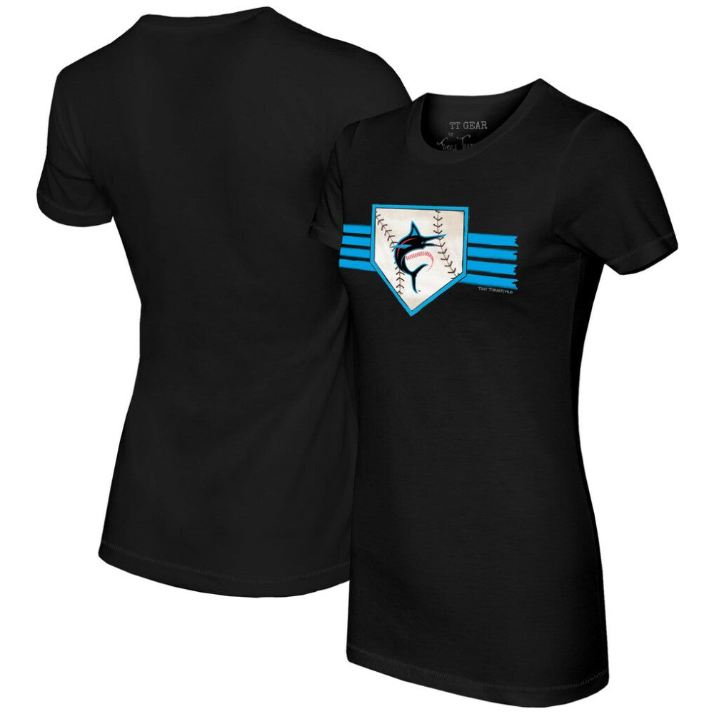 Miami Marlins Tiny Turnip Women's Base Stripe T-Shirt | MLB New
