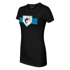 Miami Marlins Tiny Turnip Women's Base Stripe T-Shirt | MLB New