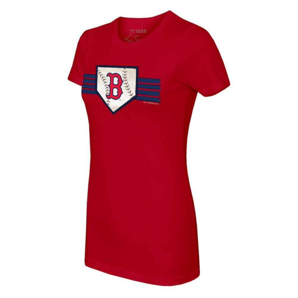 Boston Red Sox Tiny Turnip Women's Base Stripe T-Shirt | MLB Discount