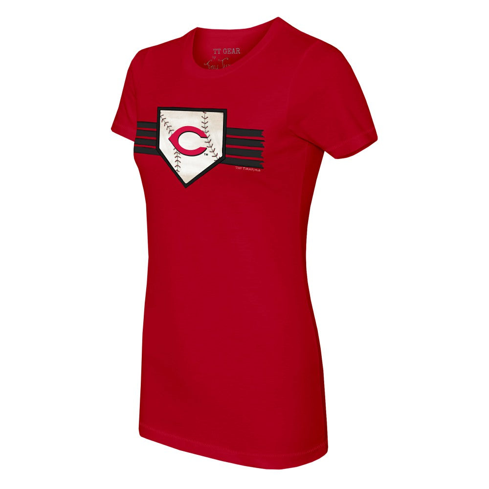Cincinnati Reds Tiny Turnip Women's Base Stripe T-Shirt | MLB Sale