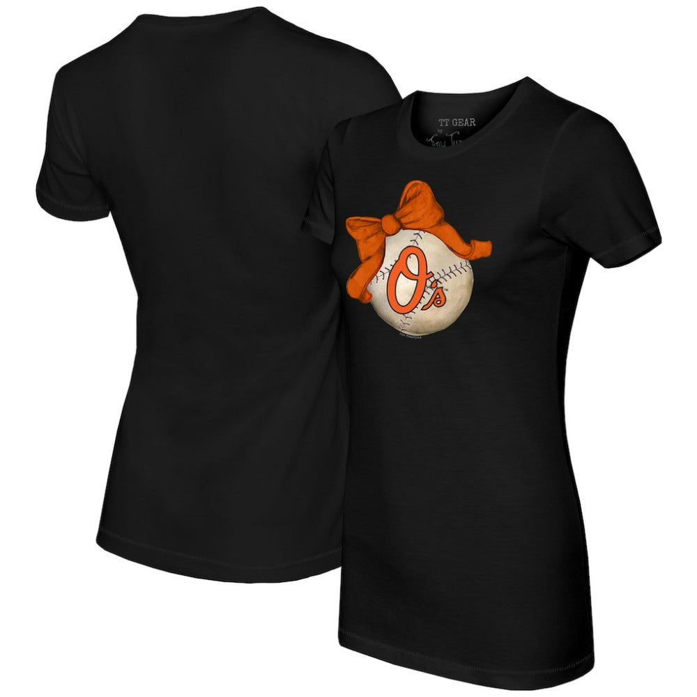 Baltimore Orioles Tiny Turnip Women's Baseball Bow T-Shirt | MLB Sale