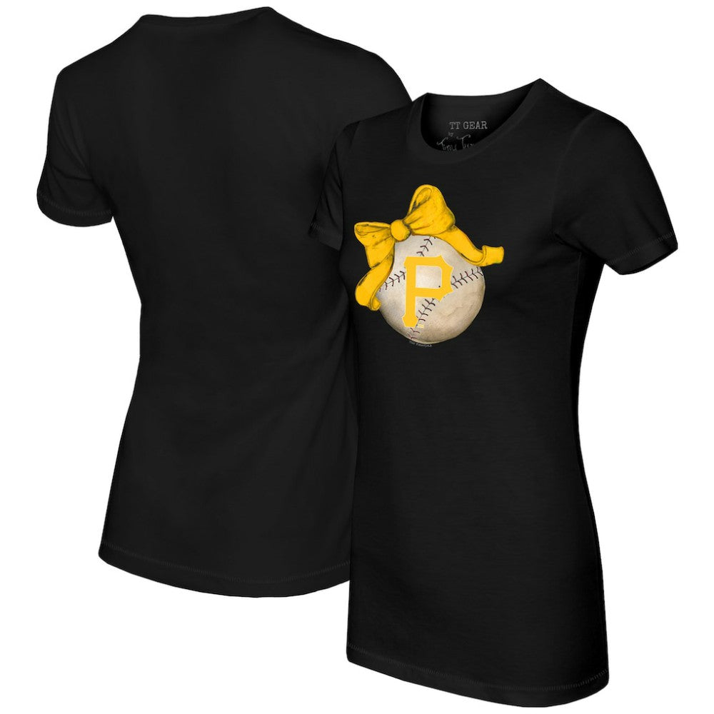Pittsburgh Pirates Tiny Turnip Women's Baseball Bow T-Shirt | MLB New