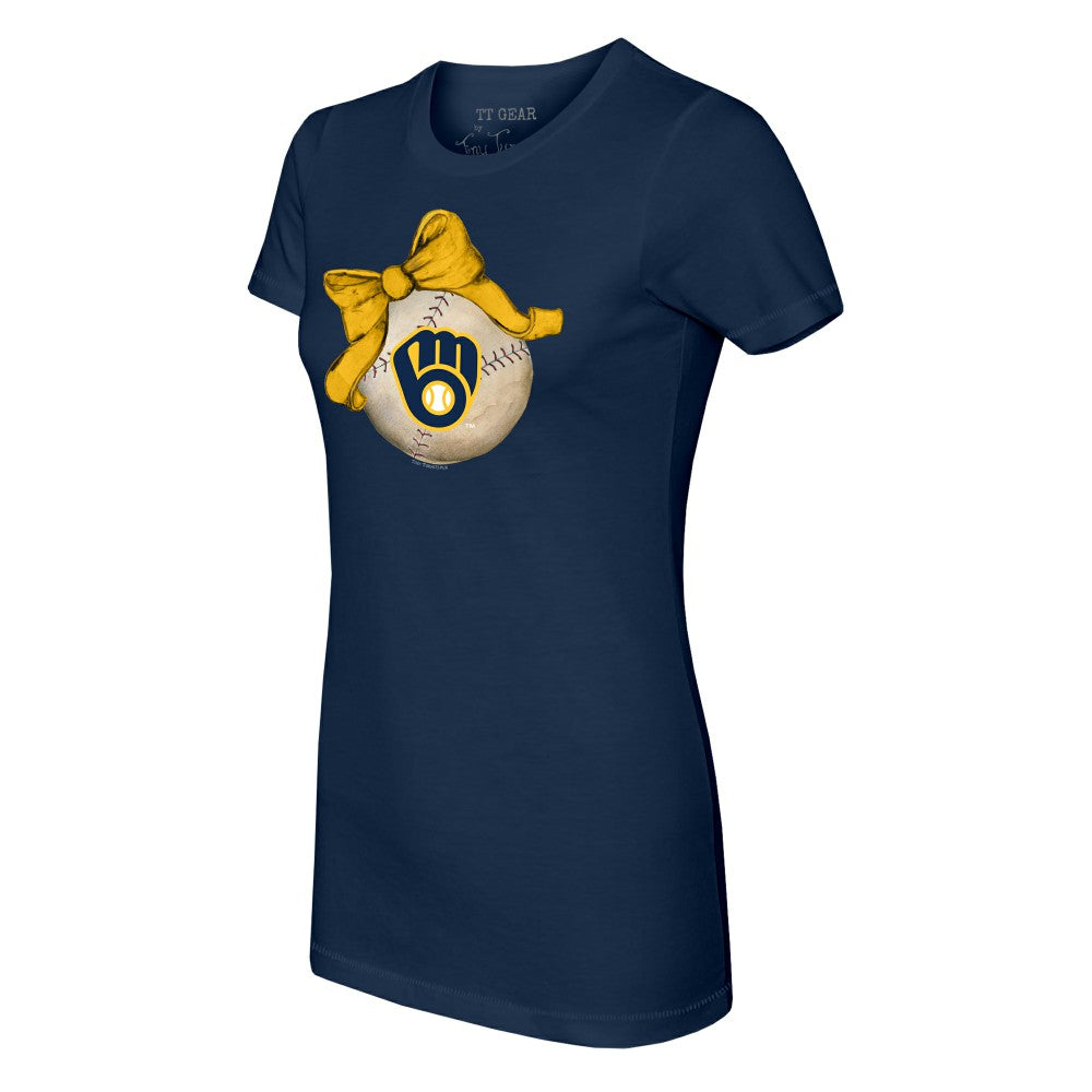 Milwaukee Brewers Tiny Turnip Women's Baseball Bow T-Shirt | MLB For sale