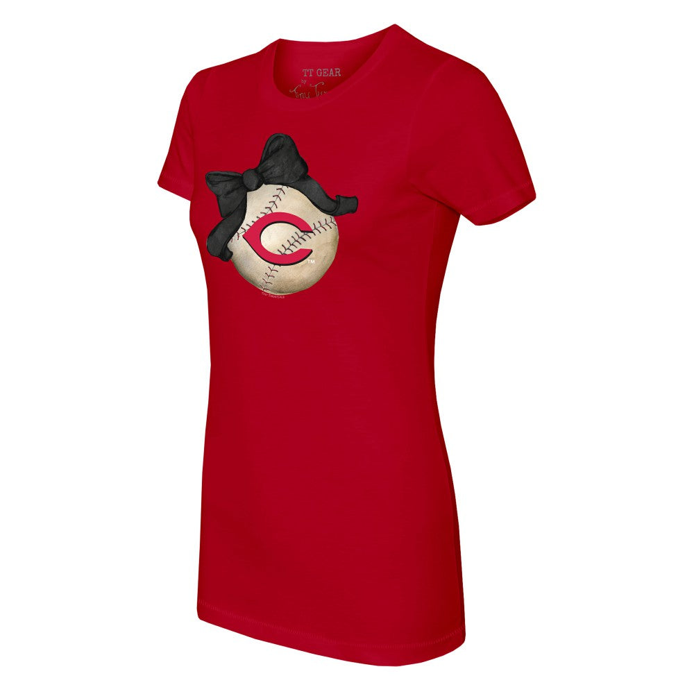 Cincinnati Reds Tiny Turnip Women's Baseball Bow T-Shirt | MLB Near me