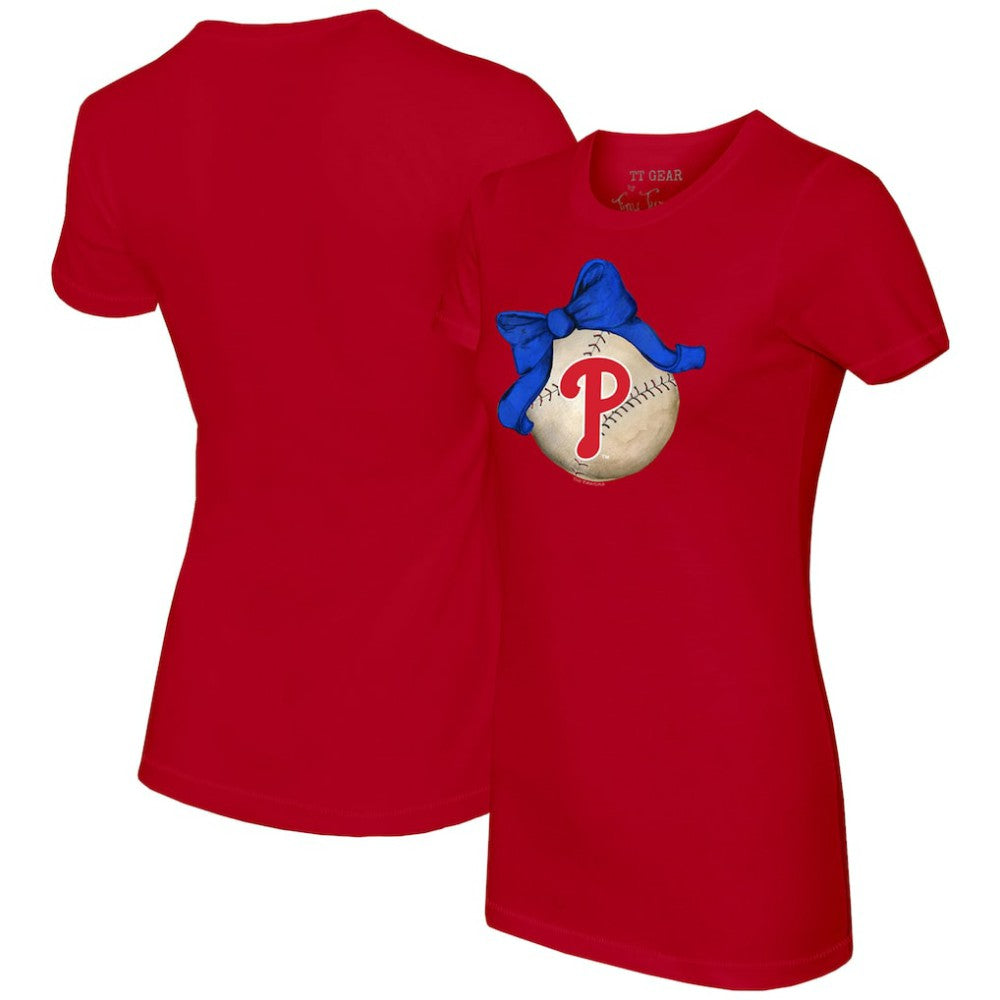 Philadelphia Phillies Tiny Turnip Women's Baseball Bow T-Shirt | MLB Sale
