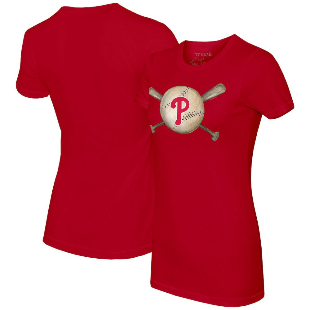 Philadelphia Phillies Tiny Turnip Women's Baseball Cross Bats T-Shirt | MLB Near me