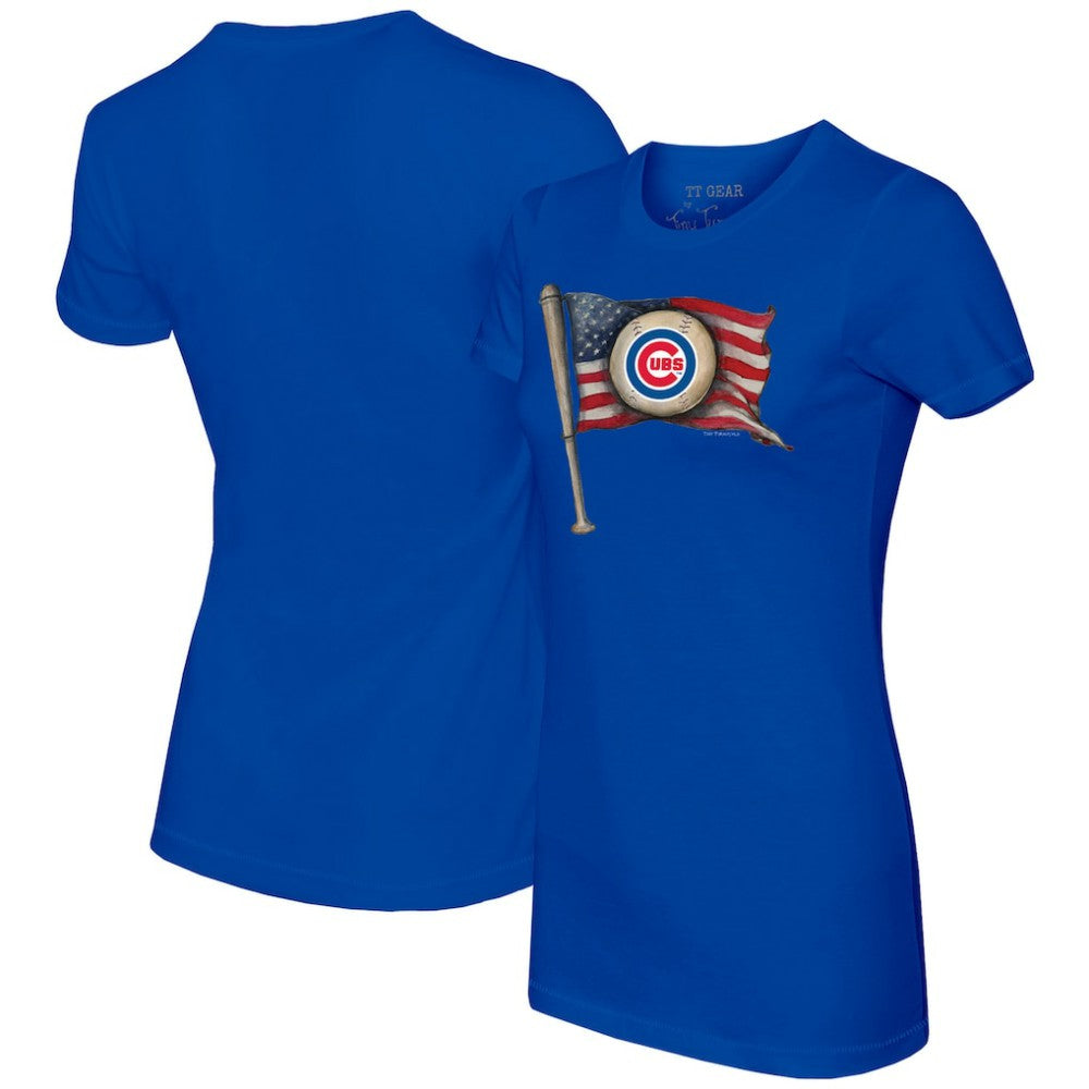 Chicago Cubs Tiny Turnip Women's Baseball Flag T-Shirt | MLB On Sale