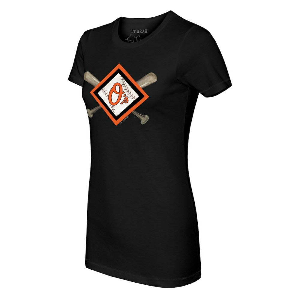 Baltimore Orioles Tiny Turnip Women's Diamond Cross Bats T-Shirt | MLB Near me