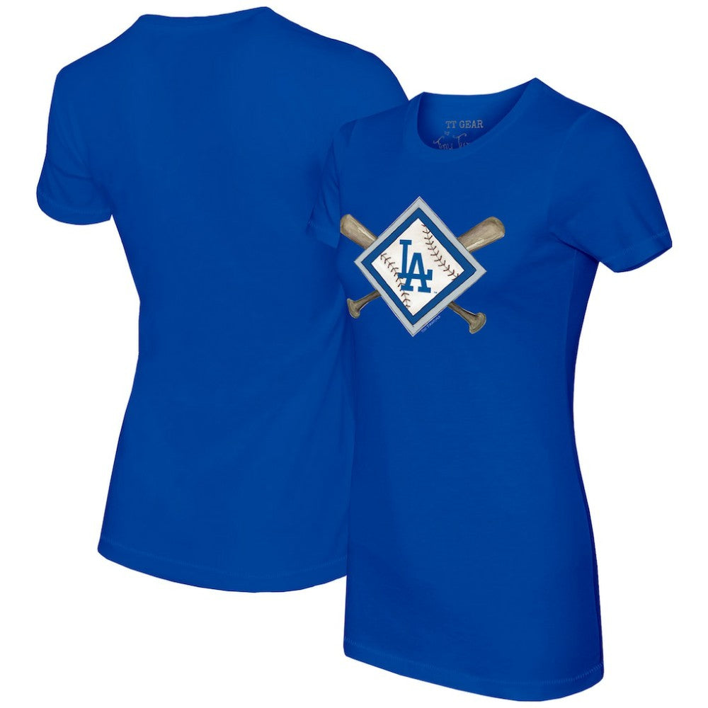 Los Angeles Dodgers Tiny Turnip Women's Diamond Cross Bats T-Shirt | MLB Sale