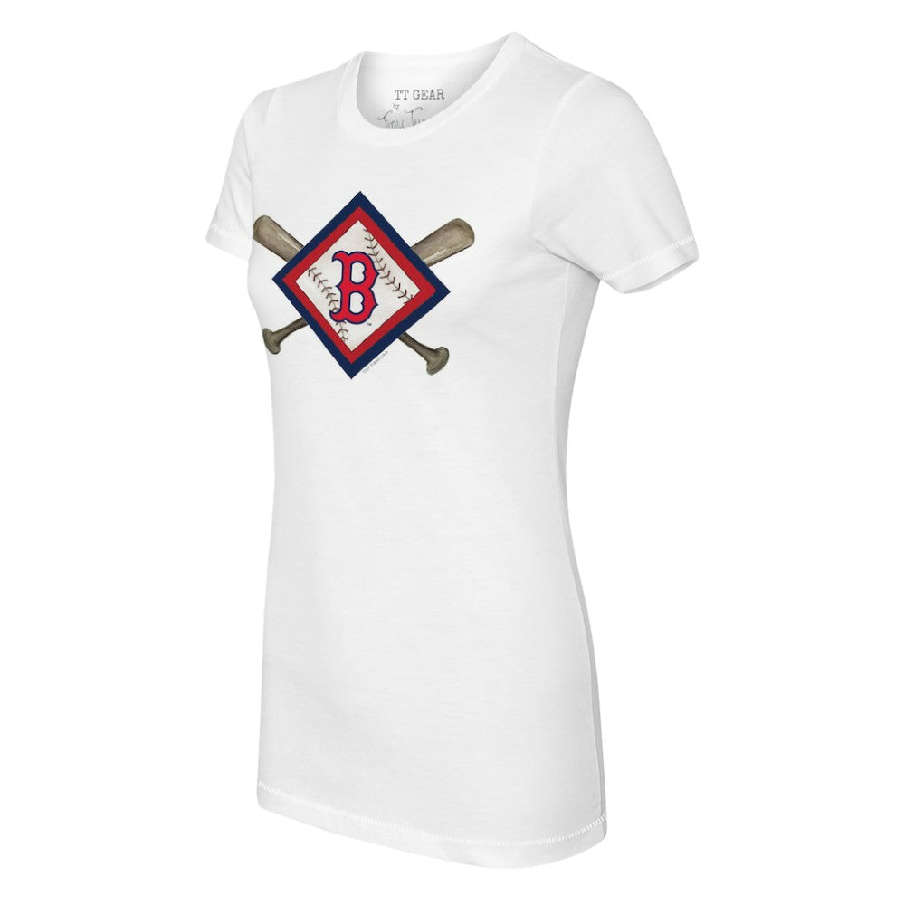 Boston Red Sox Tiny Turnip Women's Diamond Cross Bats T-Shirt | MLB Discount