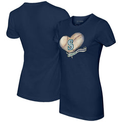 Seattle Mariners Tiny Turnip Women's Heart Banner T-Shirt | MLB New