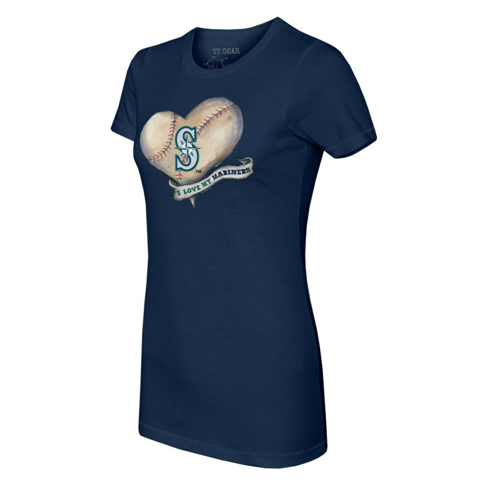 Seattle Mariners Tiny Turnip Women's Heart Banner T-Shirt | MLB New