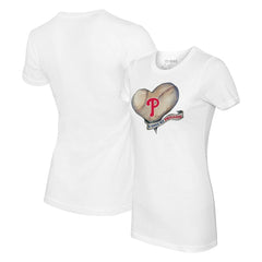Philadelphia Phillies Tiny Turnip Women's Heart Banner T-Shirt | MLB New