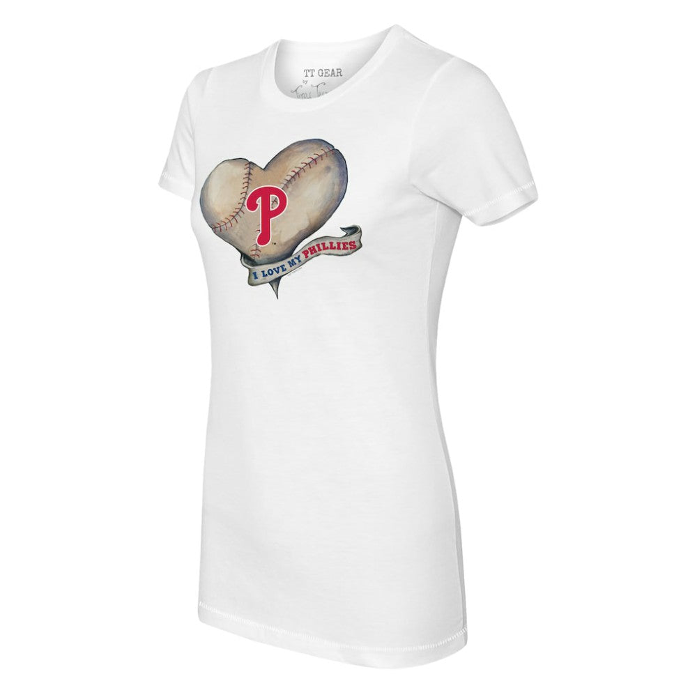 Philadelphia Phillies Tiny Turnip Women's Heart Banner T-Shirt | MLB New