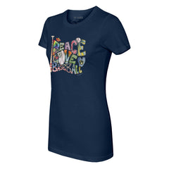 Milwaukee Brewers Tiny Turnip Women's Peace Love Baseball Fitted T-Shirt | MLB Outlet