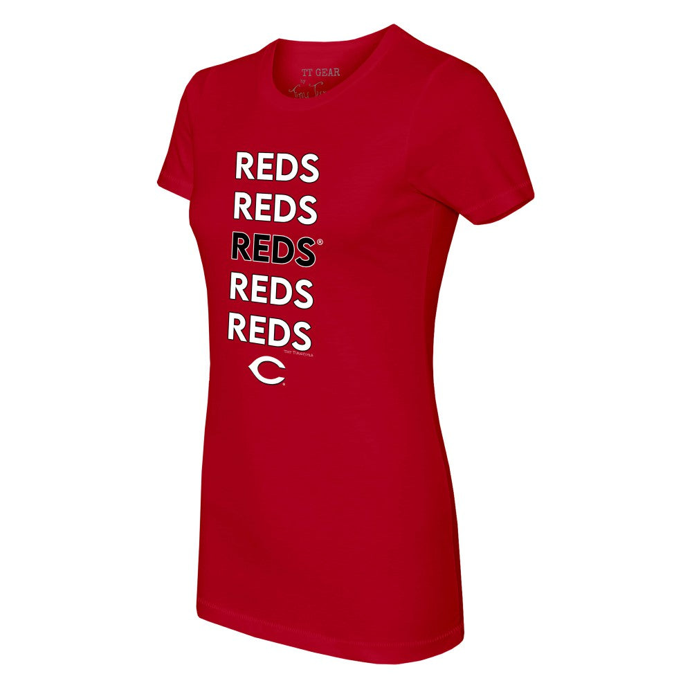 Cincinnati Reds Tiny Turnip Women's Stacked T-Shirt | MLB On Sale