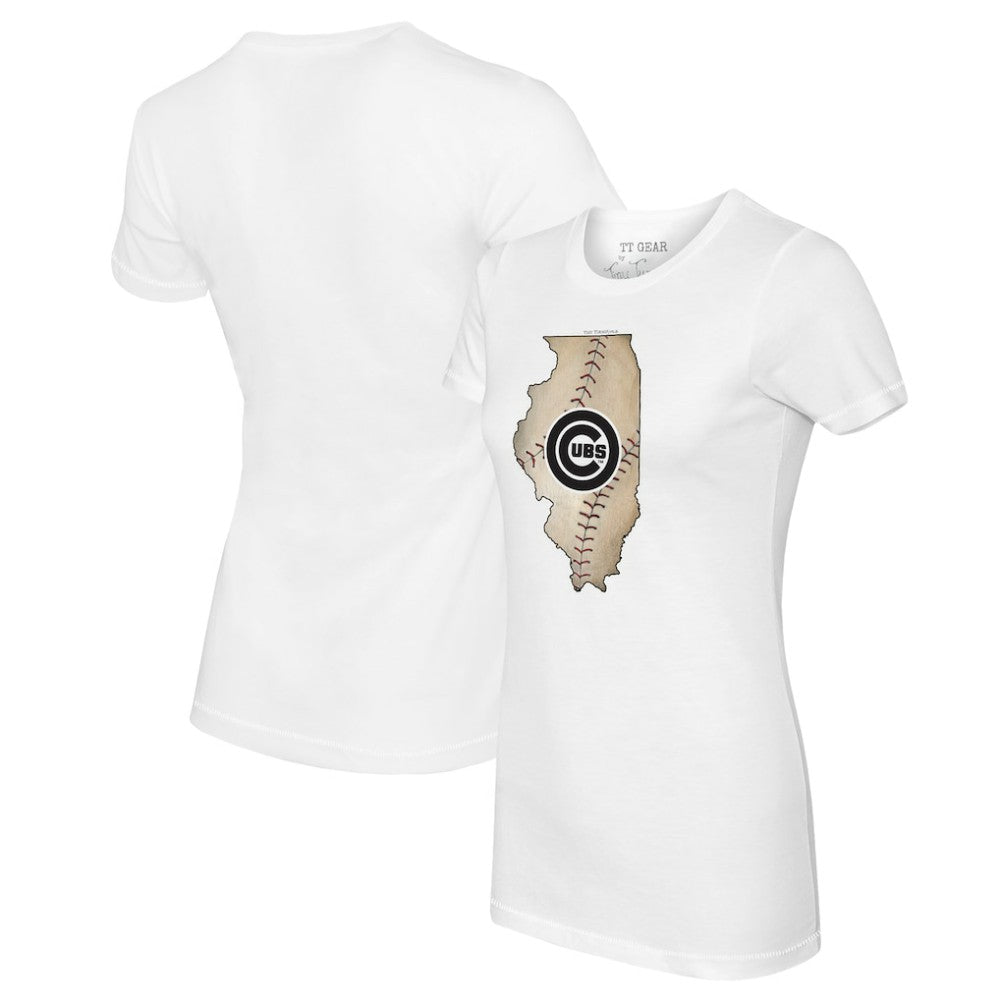 Chicago Cubs Tiny Turnip Women's State Outline T-Shirt | MLB US