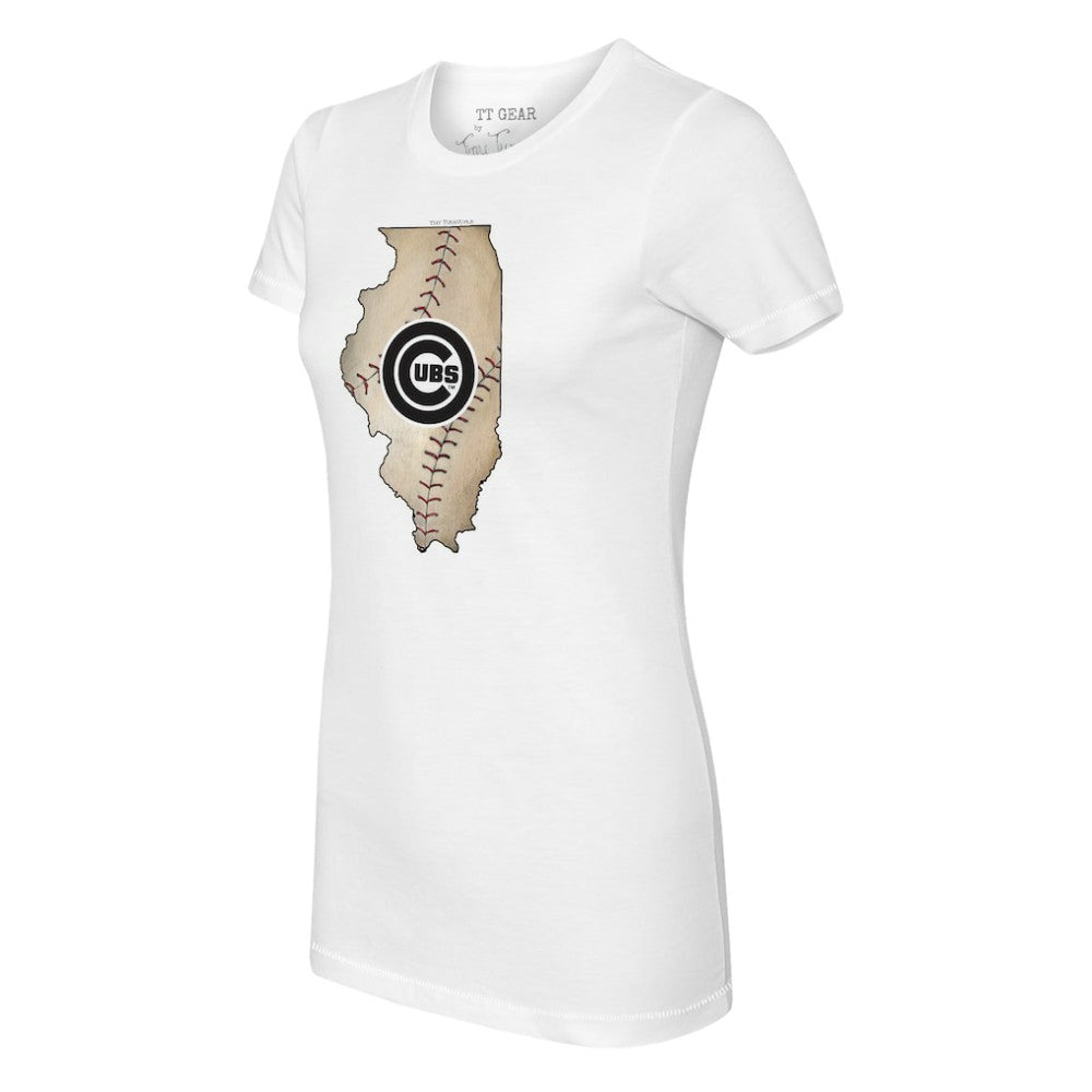 Chicago Cubs Tiny Turnip Women's State Outline T-Shirt | MLB US