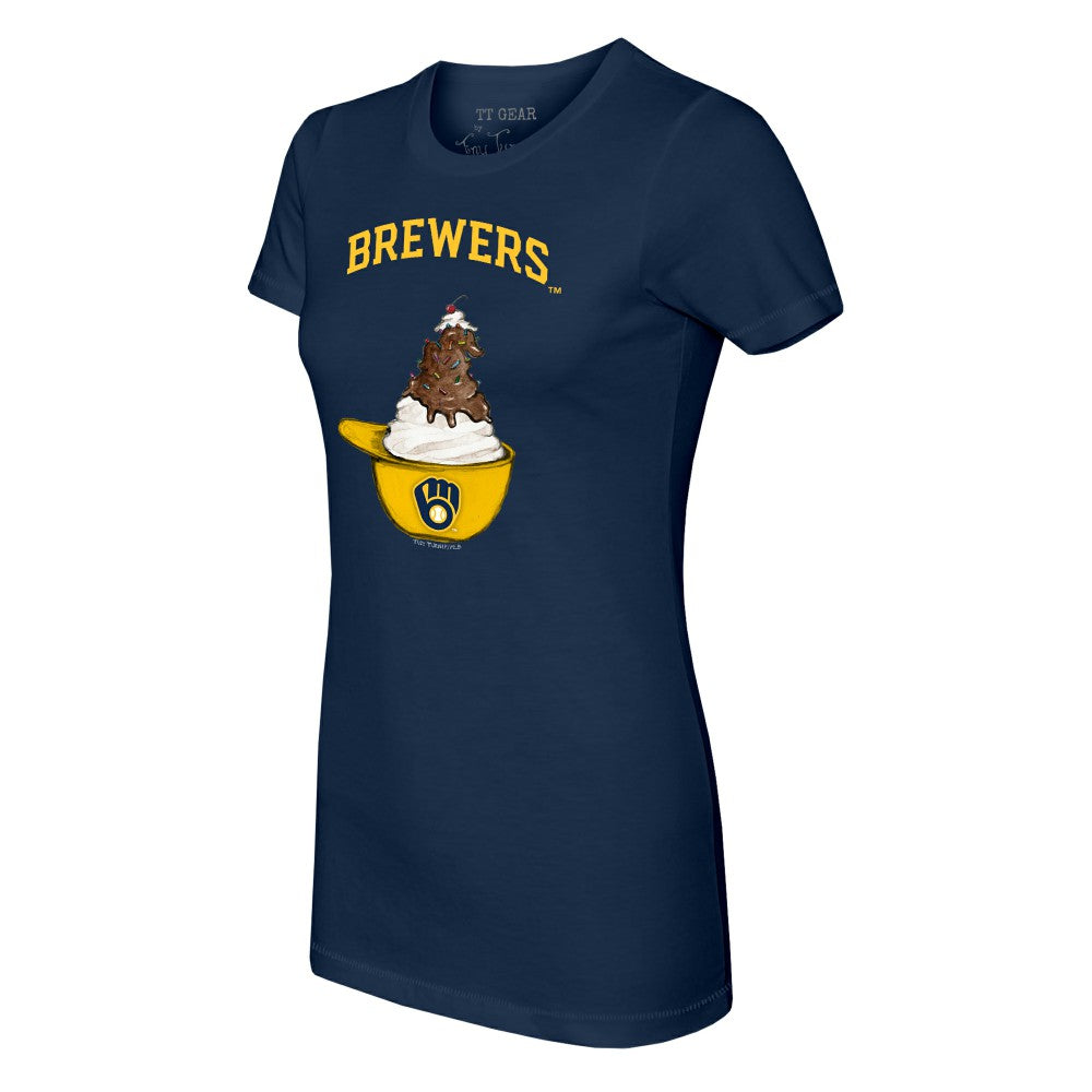 Milwaukee Brewers Tiny Turnip Women's Sundae Helmet T-Shirt | MLB New
