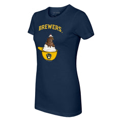 Milwaukee Brewers Tiny Turnip Women's Sundae Helmet T-Shirt | MLB New