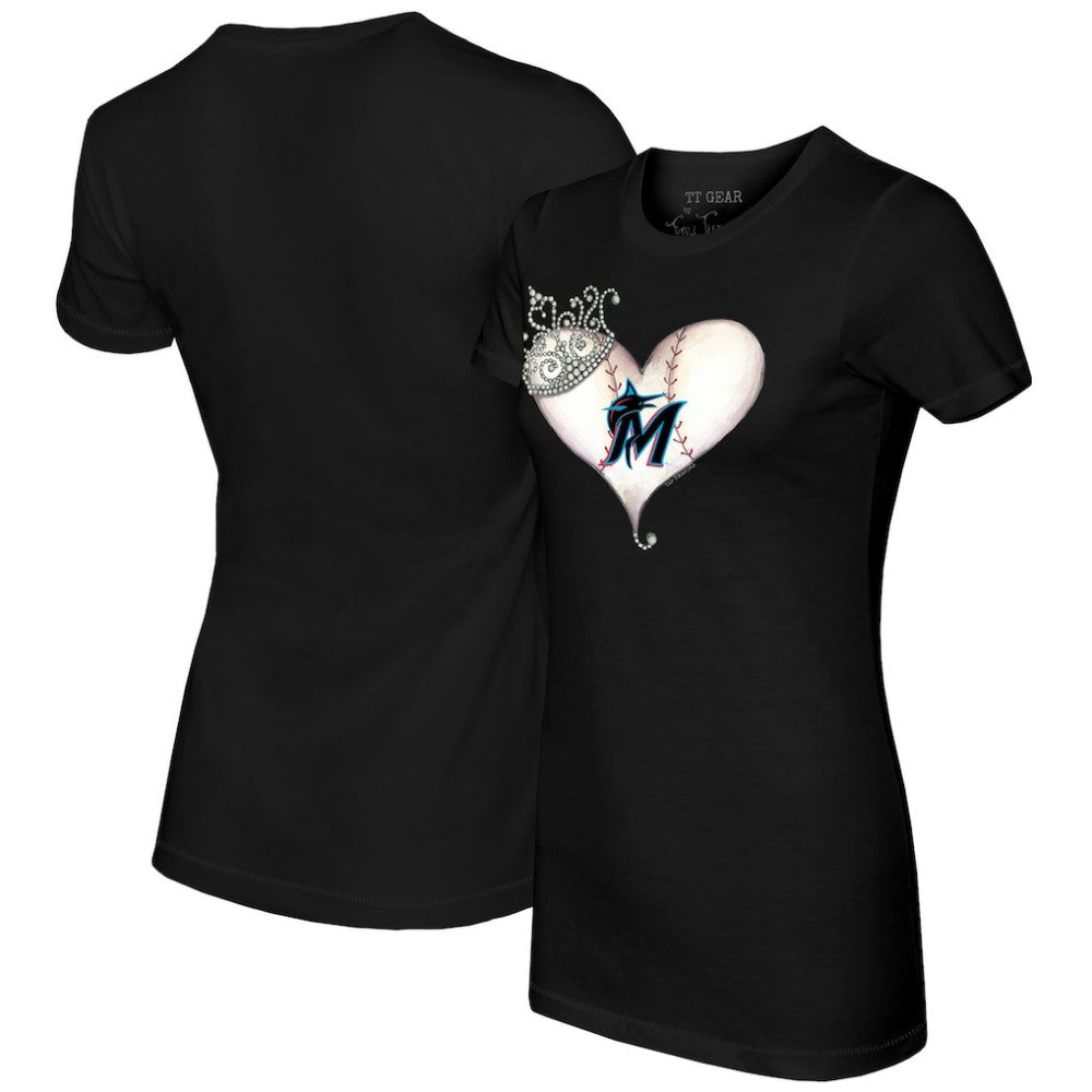 Miami Marlins Tiny Turnip Women's Tiara Heart T-Shirt | MLB Outlet