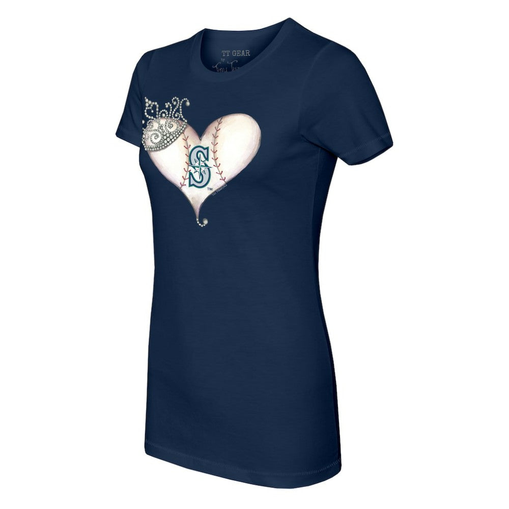 Seattle Mariners Tiny Turnip Women's Tiara Heart T-Shirt | MLB For sale