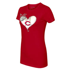 Cincinnati Reds Tiny Turnip Women's Tiara Heart T-Shirt | MLB Sale