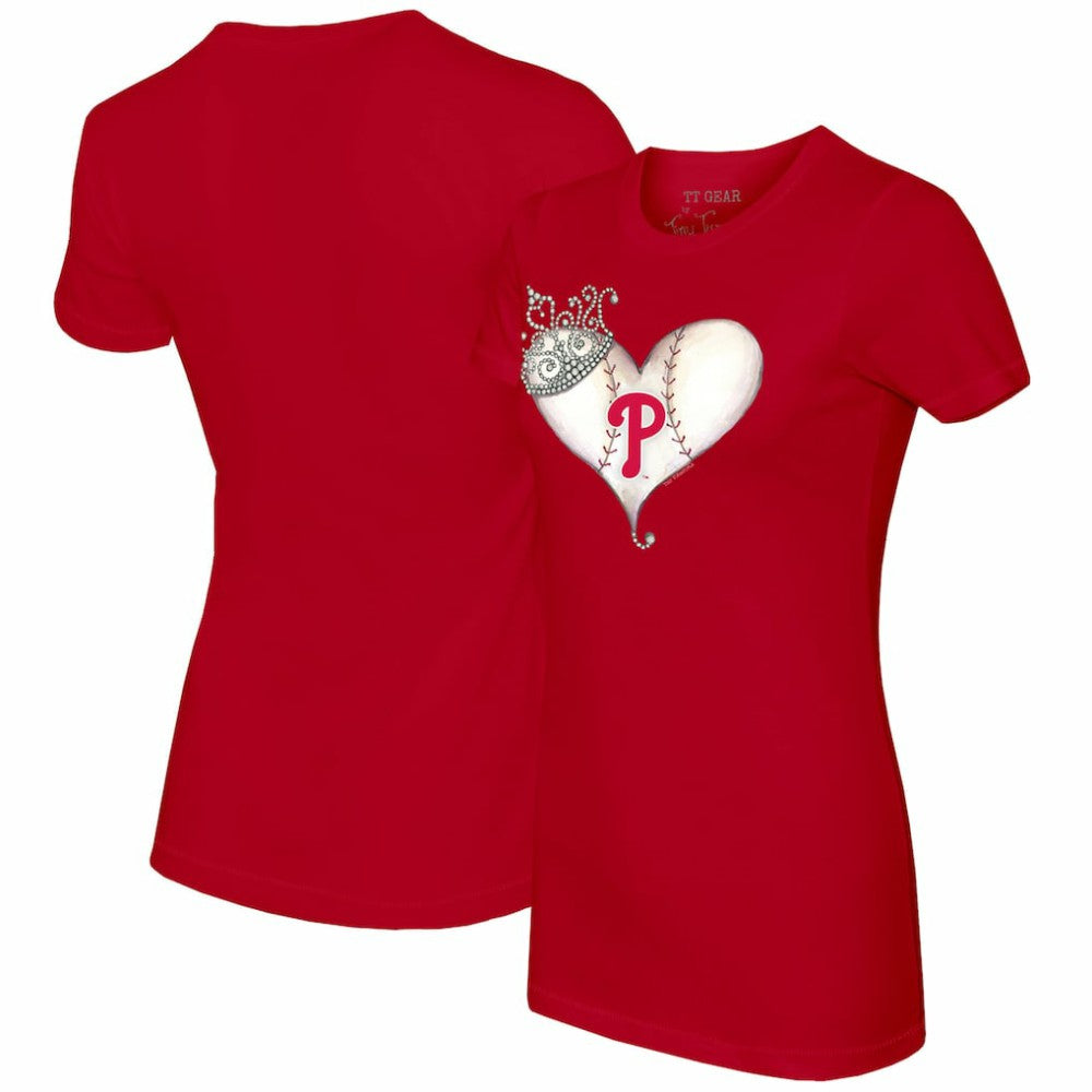 Philadelphia Phillies Tiny Turnip Women's Tiara Heart T-Shirt | MLB New