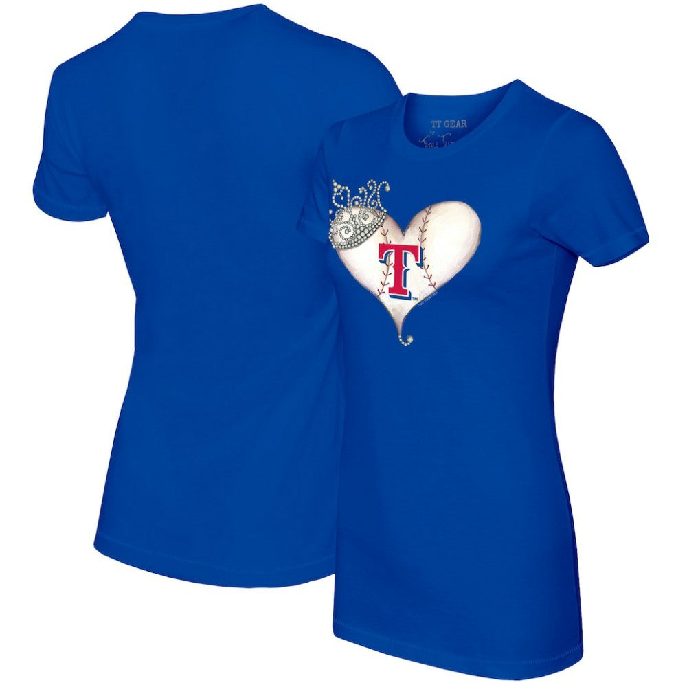 Texas Rangers Tiny Turnip Women's Tiara Heart T-Shirt | MLB Outlet